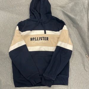 Hollister mens navy/white/tan hoodie (M)